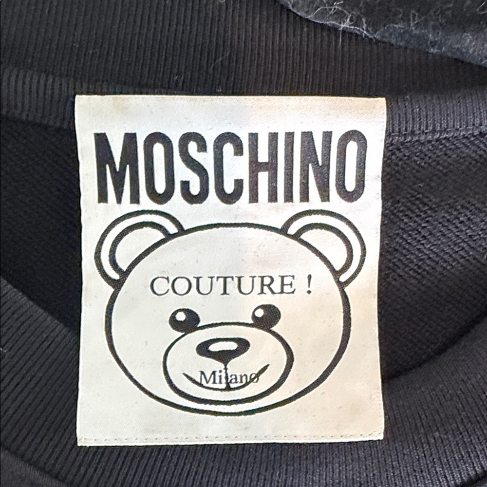 Authentic Moschino Black Sweatshirt with Pink Teddy Appliqué - Picture 5 of 7